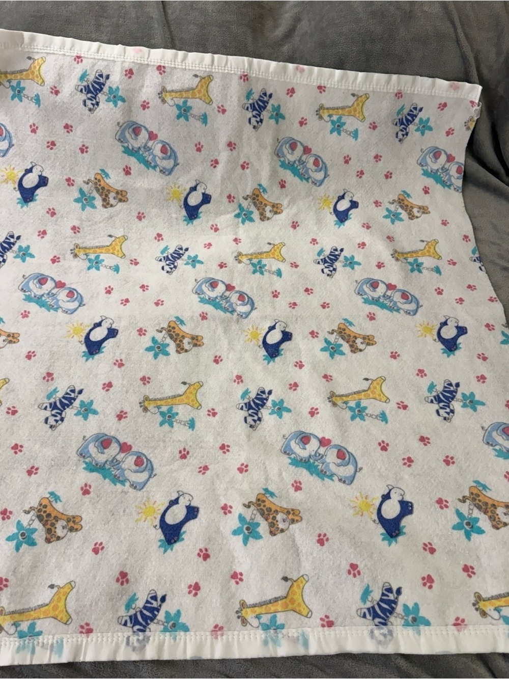 Baby Blanket Circus Animals 40” X 44” With Upper And Lower Trim